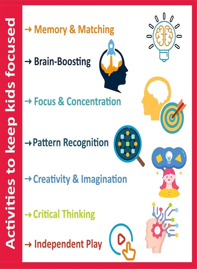 Besque Montessori Color & Pattern Matching Puzzle, Educational Toy for Ages 4-8, Develops Fine Motor Skills & Cognitive Thinking, Travel-Friendly, Unisex, White Ply - Image 5